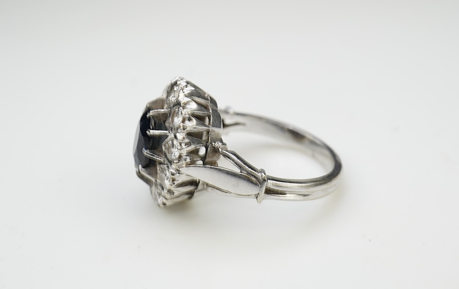 A sapphire and diamond cluster ring